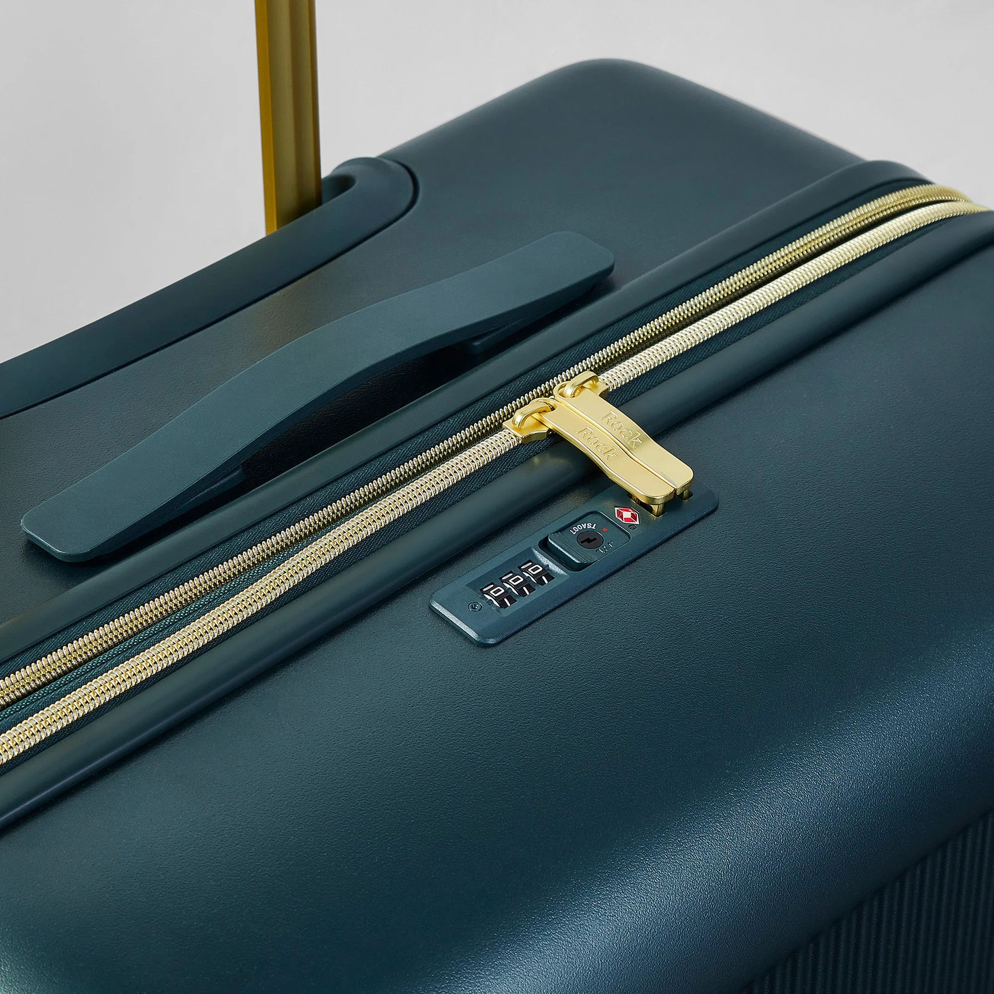 Aria Medium Suitcase in Dark Green + Gold - Image 3