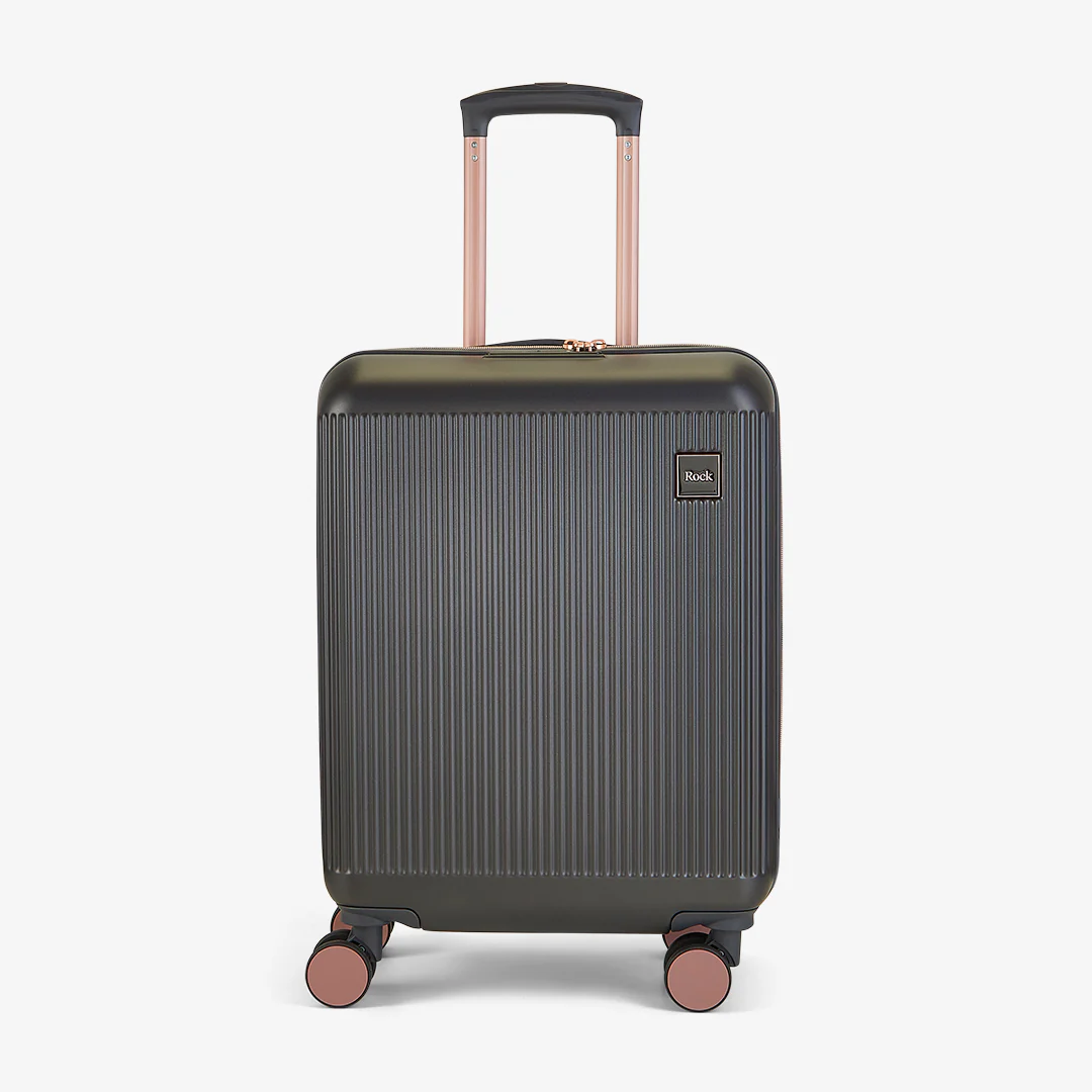 Aria Small Suitcase in Charcoal + Rose Gold - Image 2