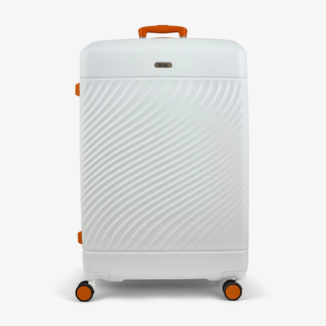 Love Island Large Suitcase in White + Orange - Image 2