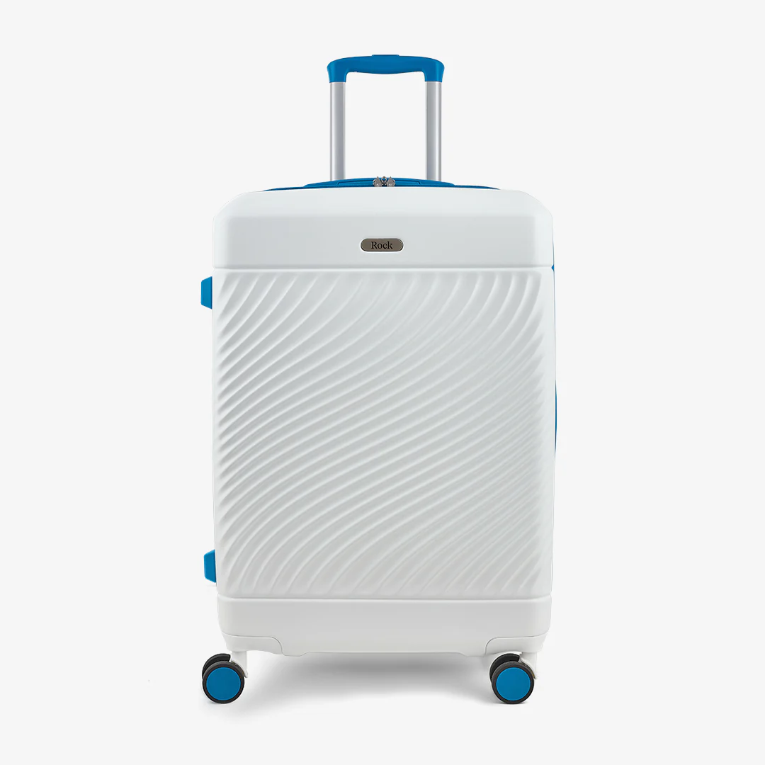 Love Island Medium Suitcase in White + Blue - Image 2