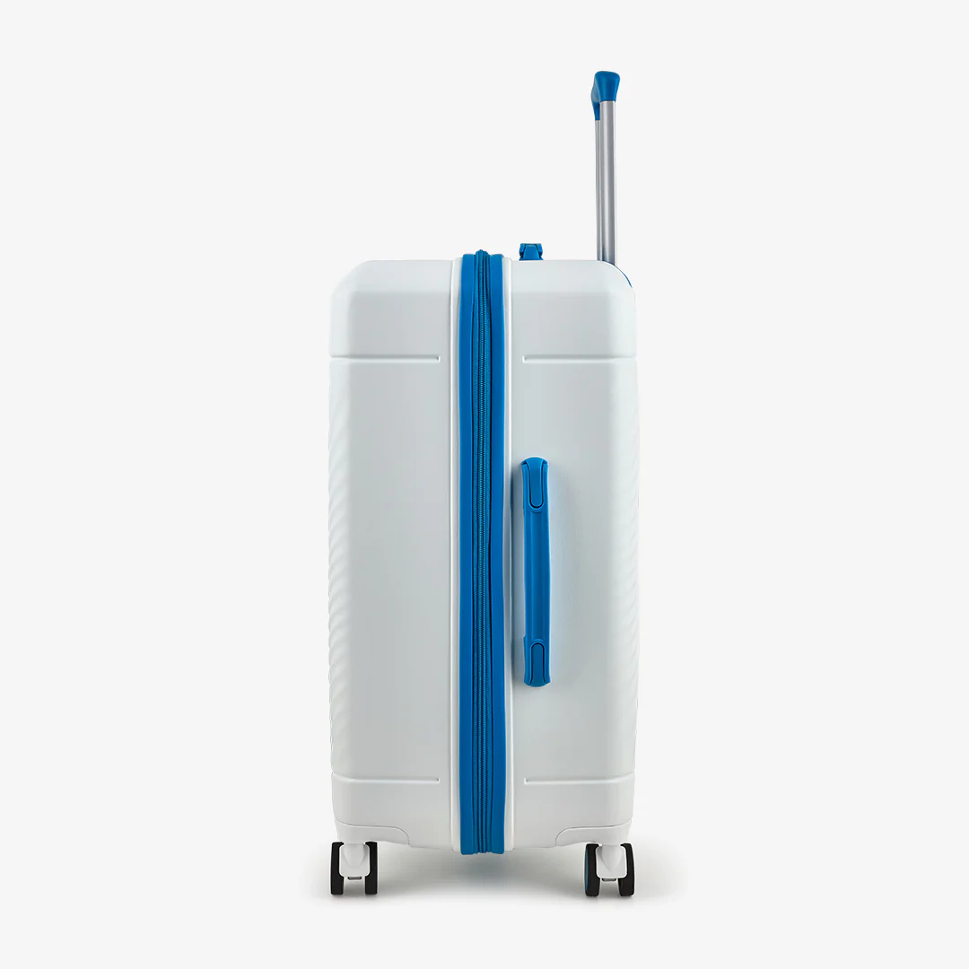 Love Island Medium Suitcase in White + Blue - Image 3