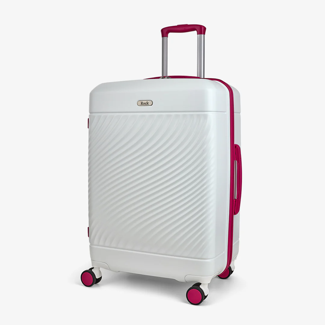 Love Island Medium Suitcase in White + Pink