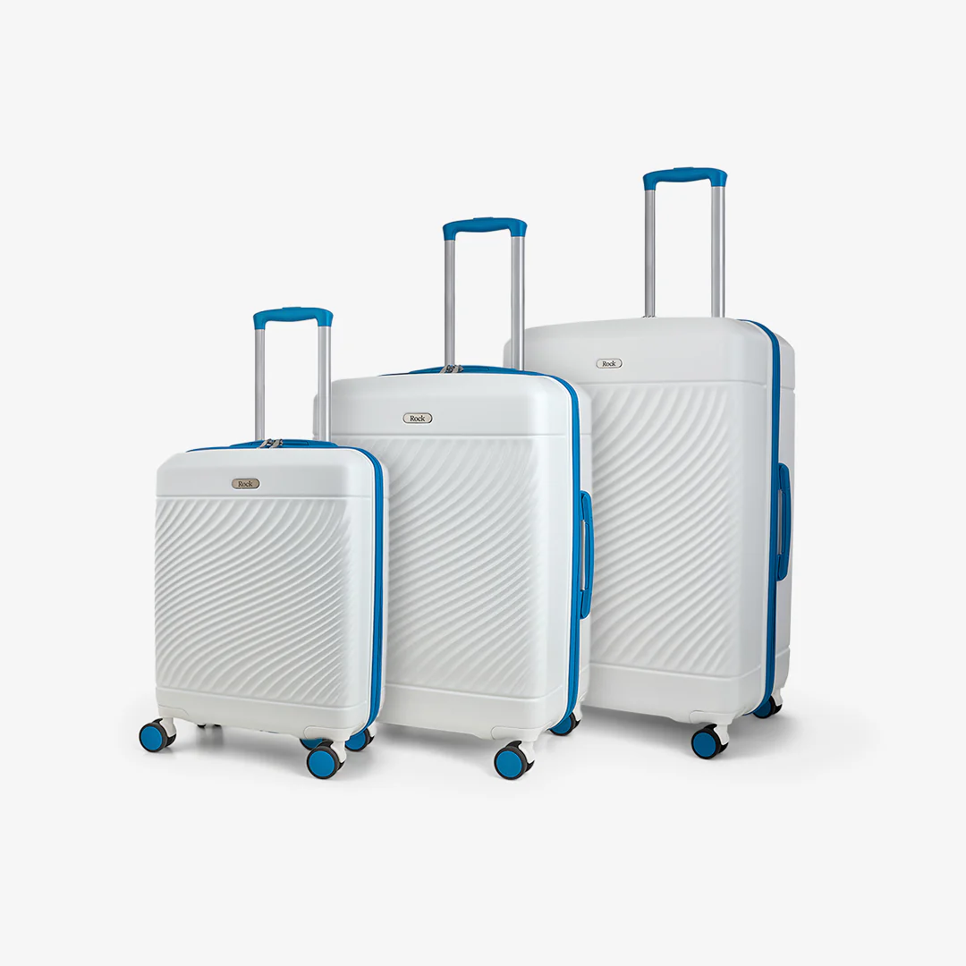 Love Island Set of 3 Suitcases in White + Blue