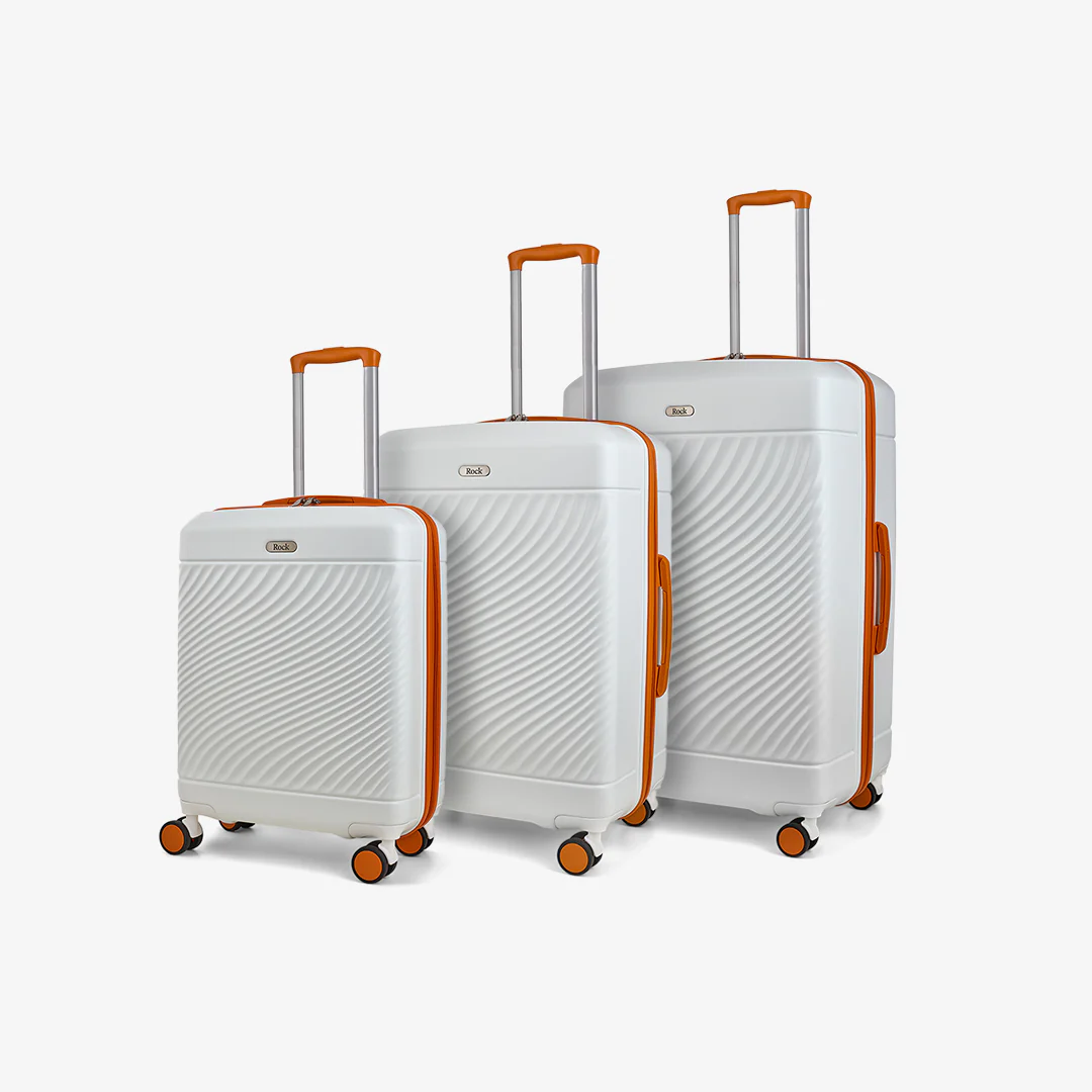 Love Island Set of 3 Suitcases in White + Orange