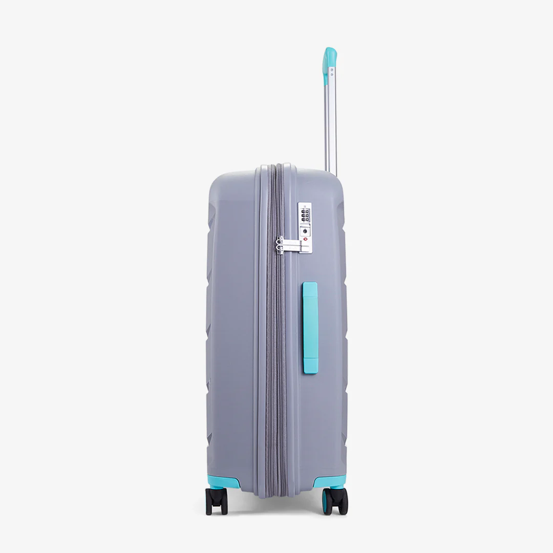 Tulum Medium Suitcase in Grey + Aqua - Image 3