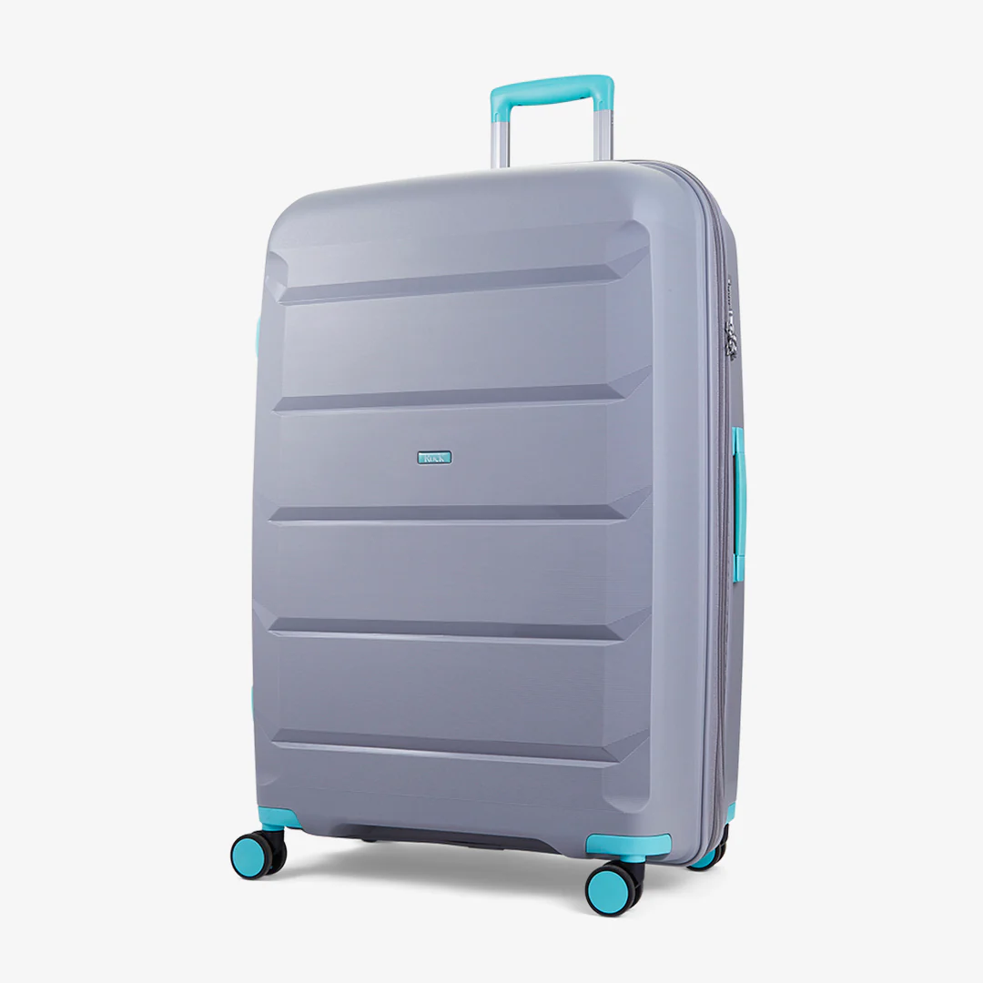 Tulum Set of 3 Suitcases in Grey + Aqua - Image 2