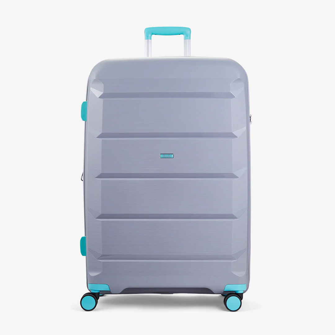 Tulum Set of 3 Suitcases in Grey + Aqua - Image 3