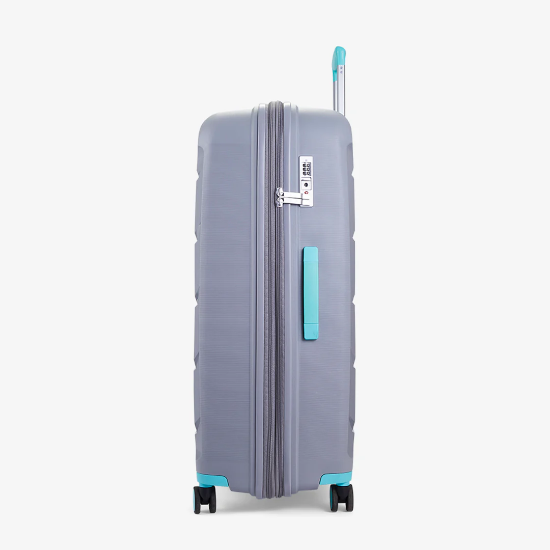 Tulum Set of 3 Suitcases in Grey + Aqua - Image 4
