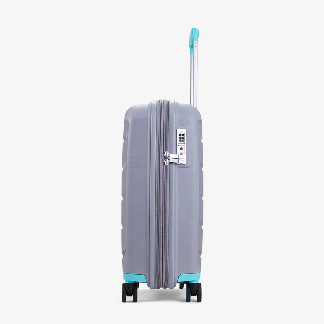 Tulum Small Suitcase in Grey + Aqua - Image 3