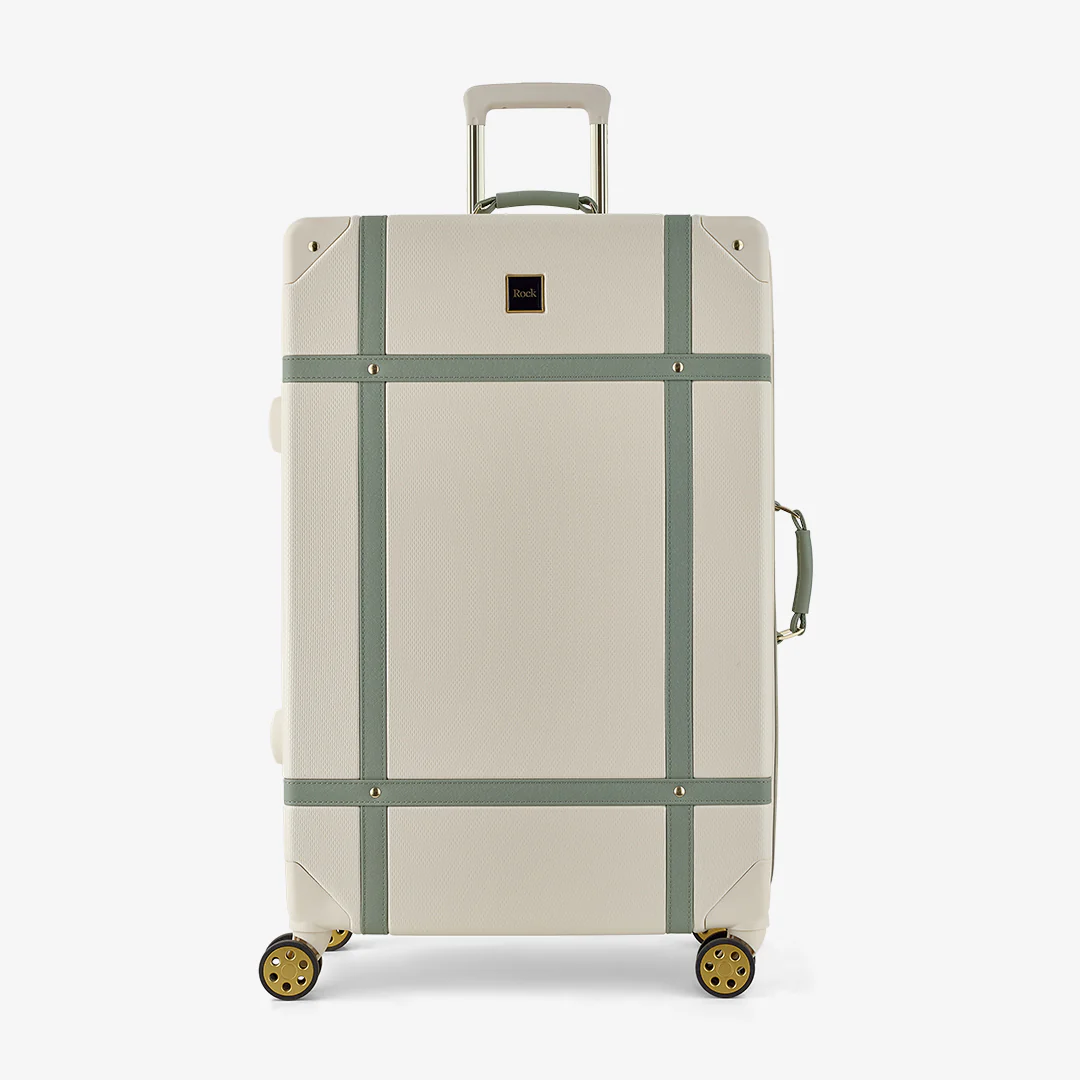Vintage Large Suitcase in Cream + Sage - Image 2
