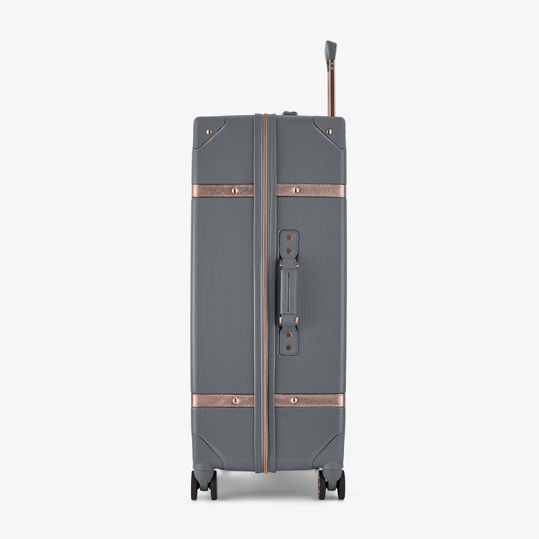 Vintage Set of 3 Suitcases in Grey + Rose Gold - Image 4