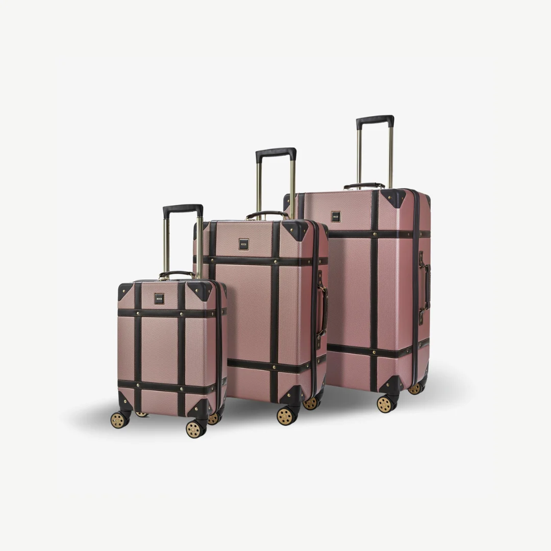 Vintage Set of 3 Suitcases in Rose Pink