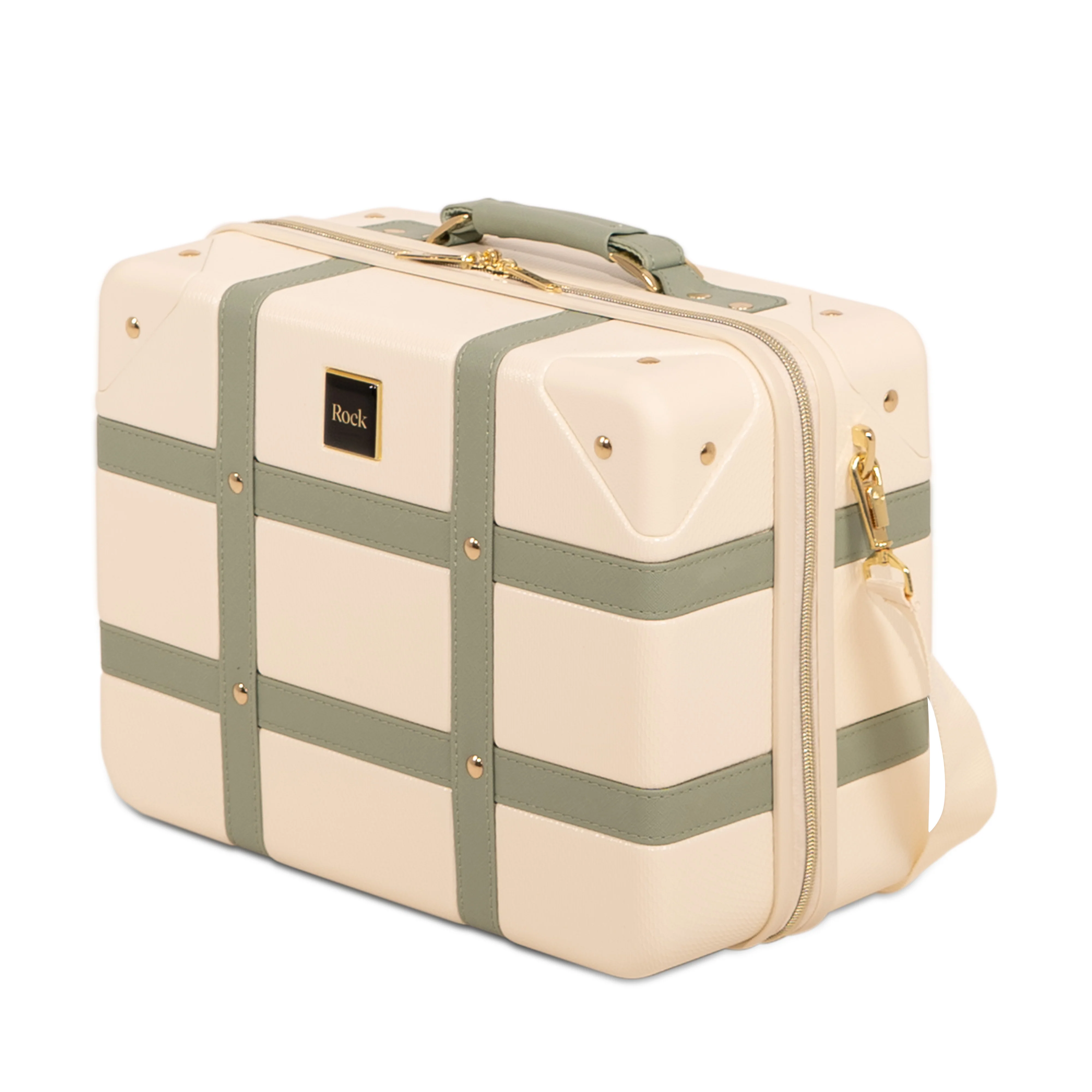 Vintage Set of 4 Suitcases in Cream + Sage - Image 2