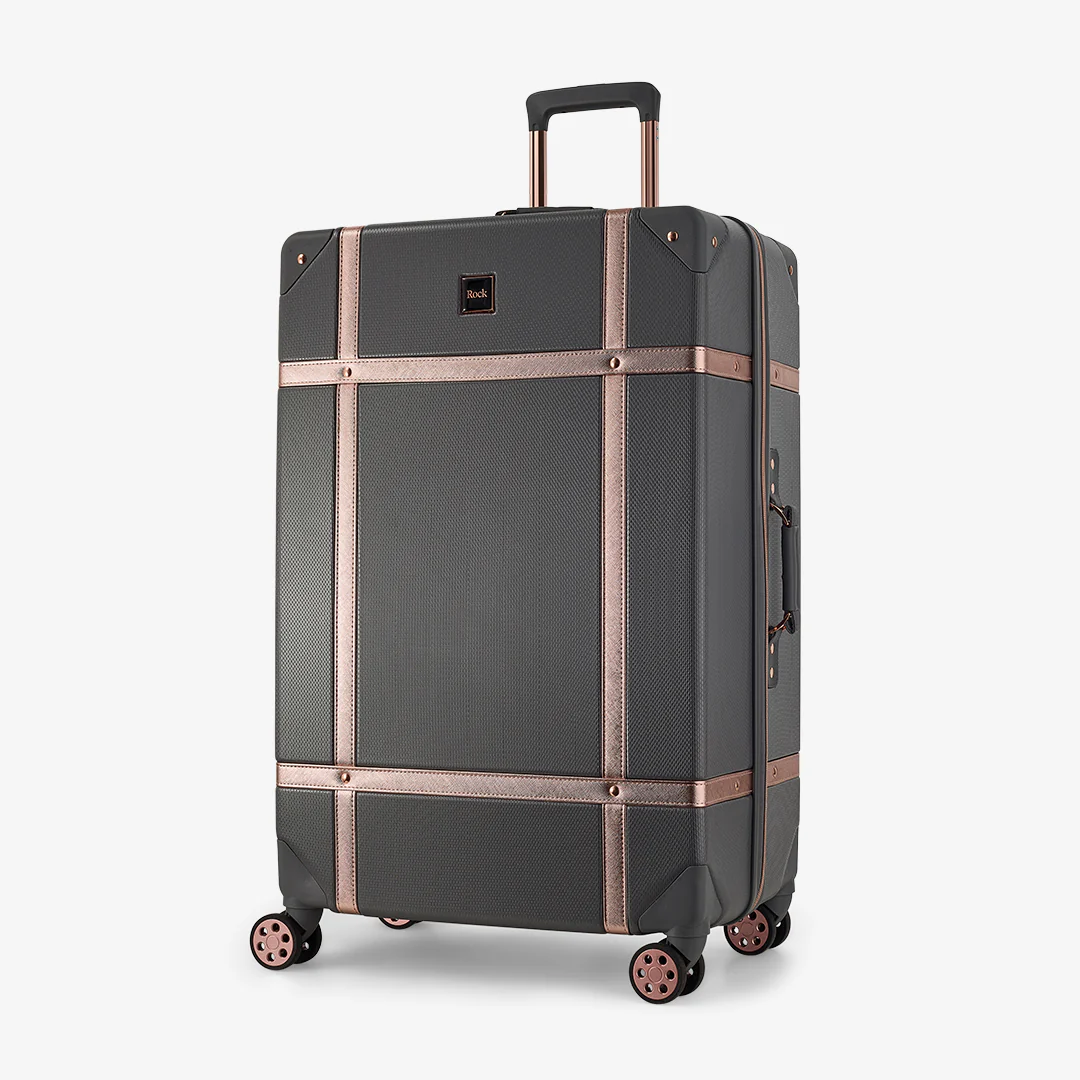 Vintage Set of 4 Suitcases in Grey + Rose Gold - Image 3