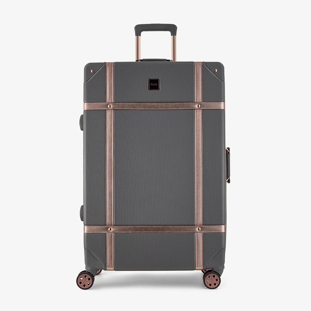 Vintage Set of 4 Suitcases in Grey + Rose Gold - Image 4