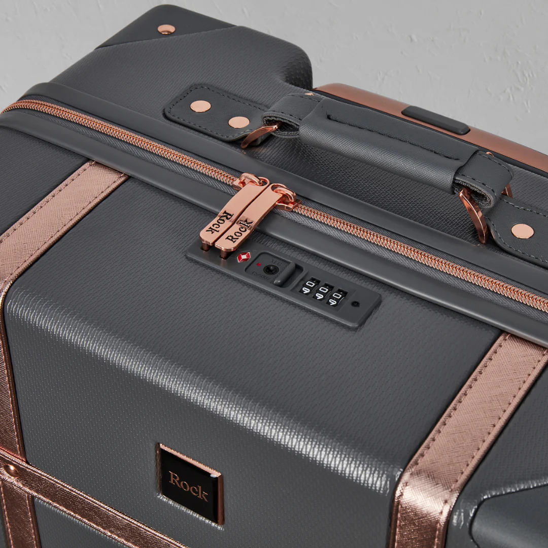 Vintage Set of 4 Suitcases in Grey + Rose Gold - Image 6