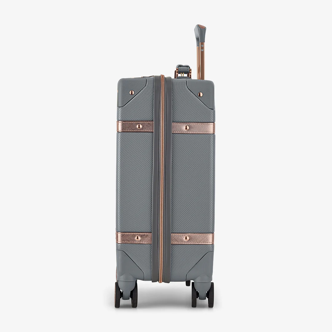 Vintage Small Suitcase in Grey + Rose Gold - Image 3