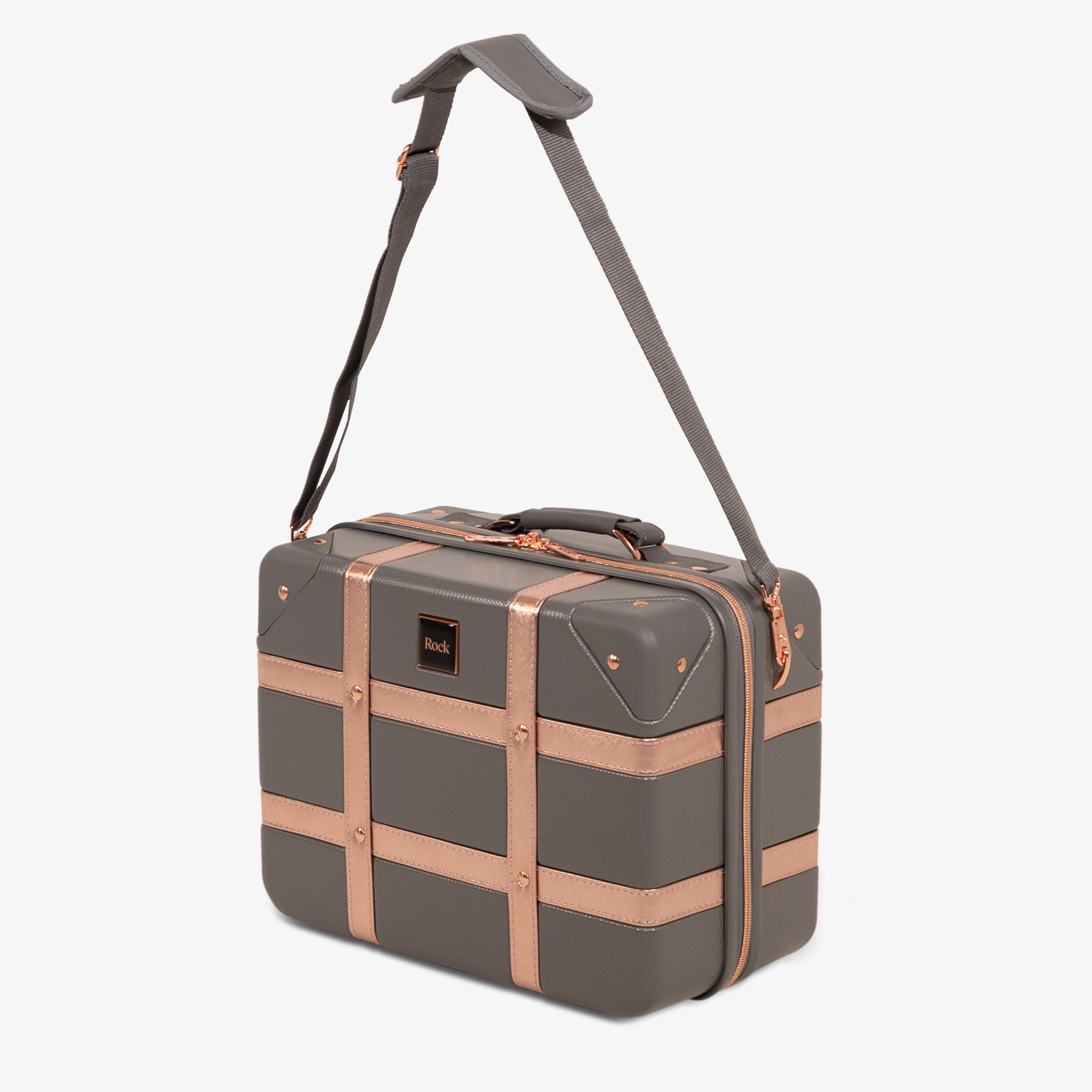 Vintage Vanity Suitcase in Grey + Rose Gold - Image 5